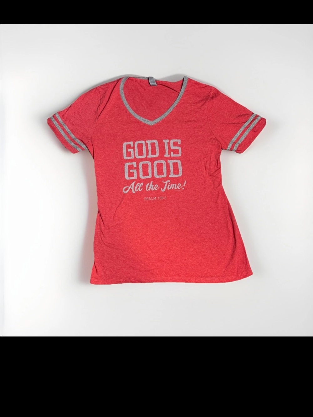 God Is Good Red V-Neck womens T-Shirt